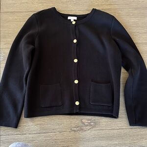 Crown and Ivy women’s lady sweater cardigan with gold buttons black size M
